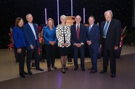 Award recipients stand with President Elizabeth Chilton